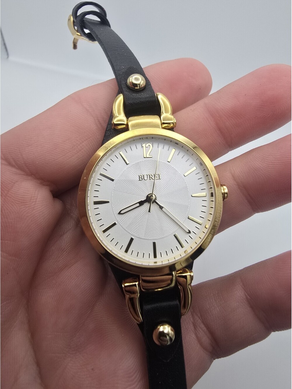BUREI Women Watches Simple Leather Strap Watch Luxury Quartz Gold brown